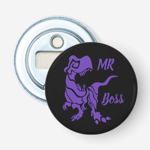 Paarse Trex de baas Dino Button Flesopener