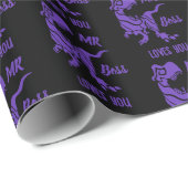 Paarse Trex de baas Dino Cadeaupapier (Rol Hoek)