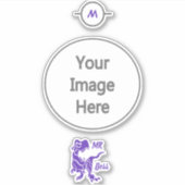 Paarse Trex de baas Dino Sticker (Voorkant)