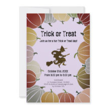 Paarse Trick or treat Spooky Flying Witch Pumpkins