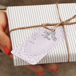 Paarse Trick or treat VAN Baby Halloween Cadeaulabel