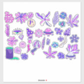 Paarse Trippy Psychedelic Mushroom Sticker (Vel)