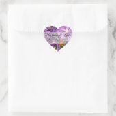 Paarse Tropische Bloemen Aangepaste bruiloft Hart Sticker (Tas)