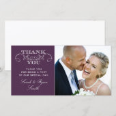 Paarse Trouwfoto Dankjewel Kaarten (Voorkant / Achterkant)