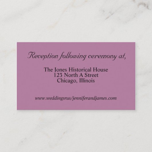 Paarse trouwkaarten informatiekaartje (Voorkant)