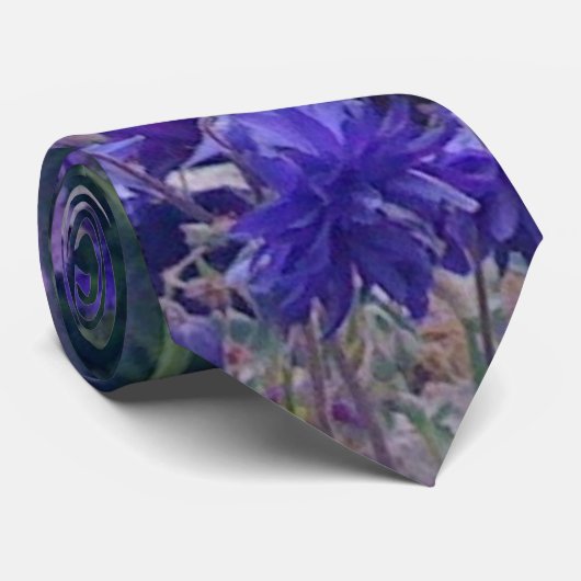 Paarse Tuin Bloemen Stropdas (Opgerold)