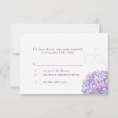 Paarse tuin Hydrangeas Wedding RSVP (Achterkant)