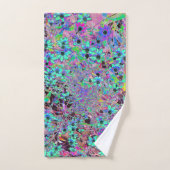 Paarse tuin met Psychedelic Aquamarine Flowers Bad Handdoek (Handdoek)