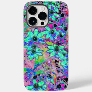 Paarse tuin met Psychedelic Aquamarine Flowers Case-Mate iPhone 14 Pro Max Hoesje