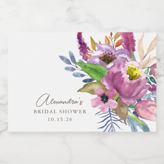 Paarse tuinbouwkundige minimalistische douaneschow sparkling wijnetiket (Enkel label)