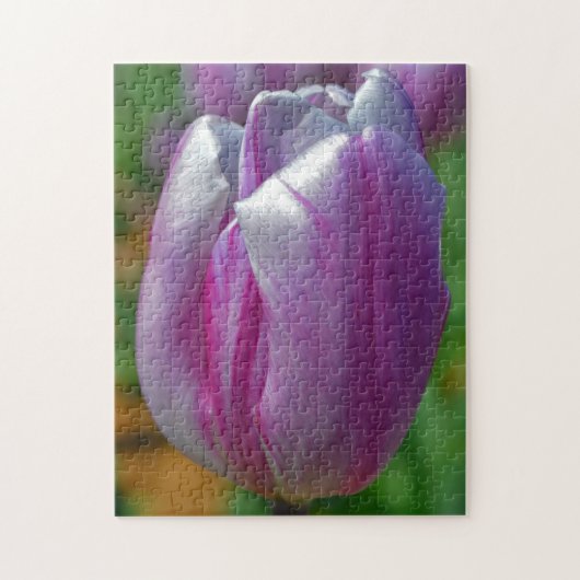 Paarse Tulip Flower Art Puzzel (Verticaal)