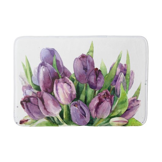 Paarse Tulips Floral Waterverf Pattern Badmat (Voorkant)