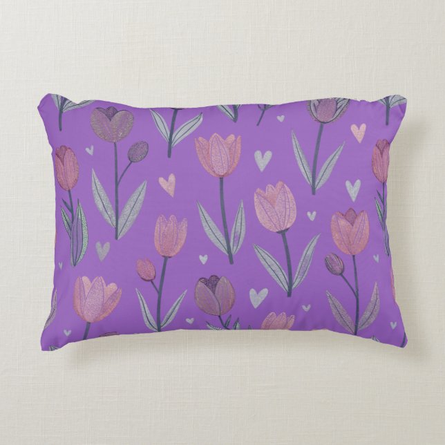 Paarse Tulp Accentkussen Accent Kussen (Voorkant)