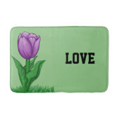 Paarse Tulp Bloemen Salie Groene Liefde Badmat (Voorkant)