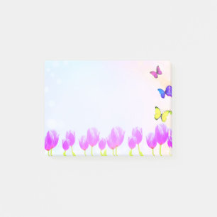 Paarse tulp bloemen & vlinders post-it® notes