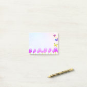 Paarse tulp bloemen & vlinders post-it® notes (Op bureau)