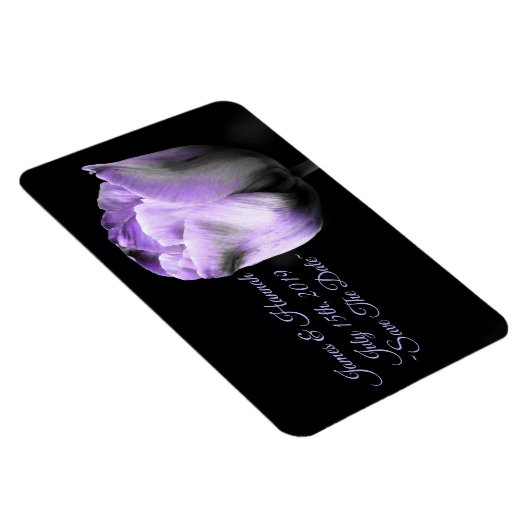 Paarse tulp bruiloft-opslaan van de datum * aanpas magneet (Rechterzijde)