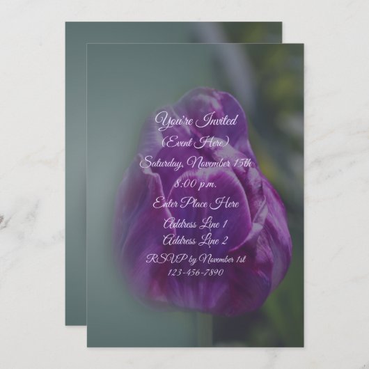 Paarse Tulp Flower Party Kaart (Voorkant / Achterkant)