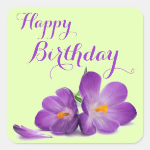 Paarse Tulp Happy Birthday Stickers
