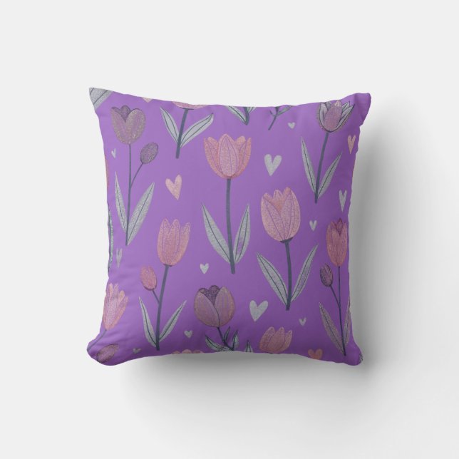 Paarse Tulp Kussensloop Kussen (Voorkant)