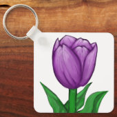 Paarse Tulp Monogram Achterkant Sleutelhanger (Voorkant)