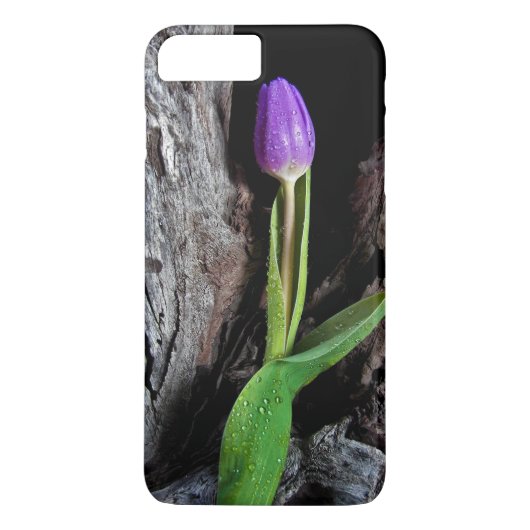 paarse tulp op driftwood Case-Mate iPhone case (Achterkant)