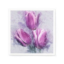 Paarse Tulp Papieren Servetten