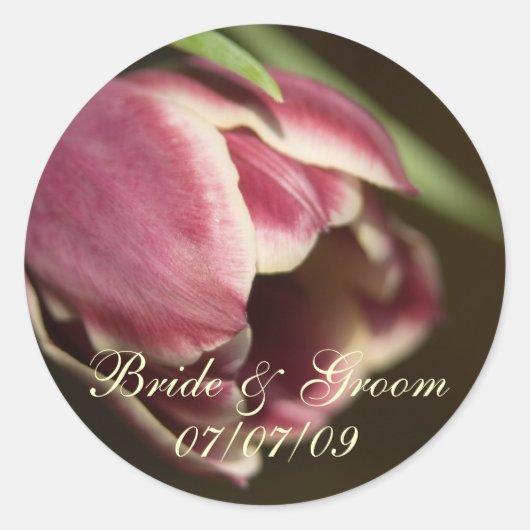 Paarse Tulp · Save the Date Sticker (Voorkant)