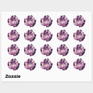 Paarse Tulp Waterverf Illustratie Ronde Sticker