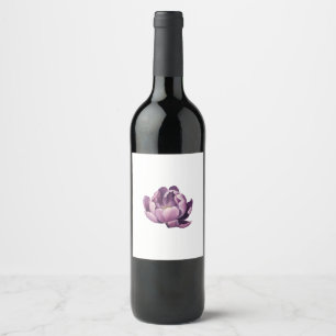 Paarse Tulp Waterverf Illustratie Wijn Etiket