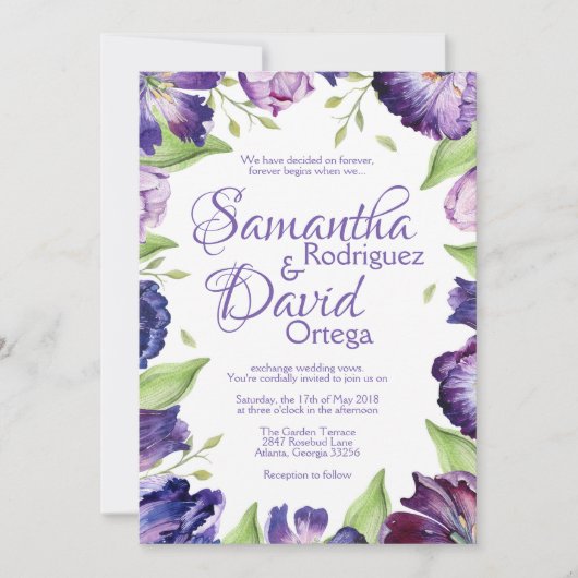 Paarse Tulp Weddenschap Kaart (Voorkant)