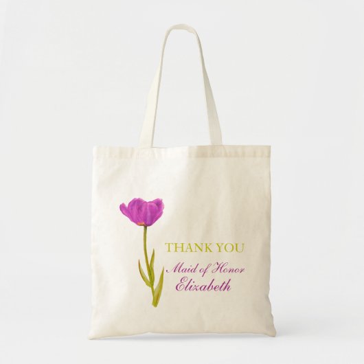 Paarse tulpbloem, huwelijksdienstmeisje met eremta tote bag (Voorkant)