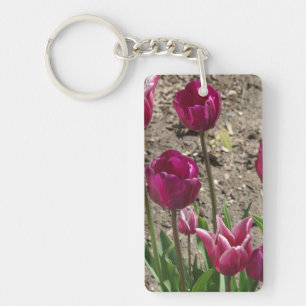 Paarse tulpen acrylen sleutelhanger