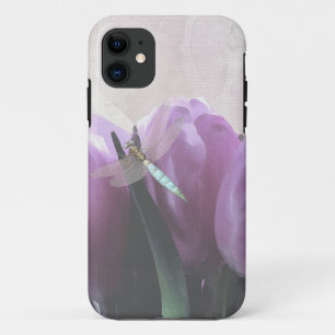 Paarse Tulpen Aqua Dragonfly iPhone 11 Hoesje
