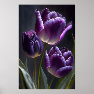 Paarse Tulpen Bloemenkunst Print Poster