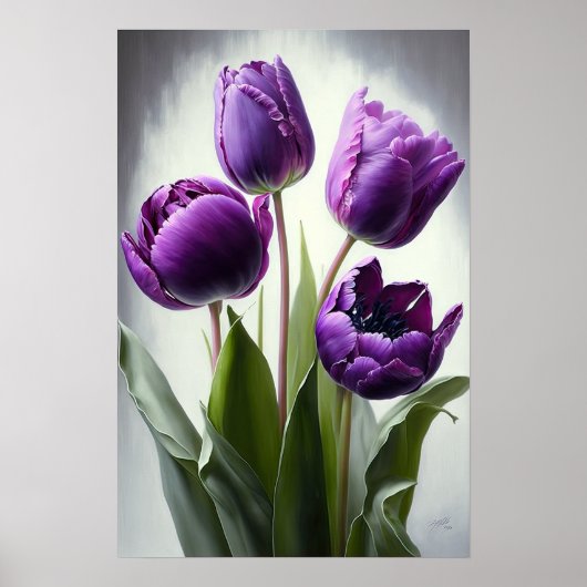 Paarse Tulpen Bloemenkunst Print Poster (Voorkant)