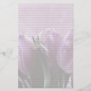 Paarse Tulpen Dragonfly Optioneel gevoerd notitiep Briefpapier