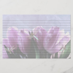 Paarse Tulpen Dragonfly Optioneel gevoerd notitiep Briefpapier