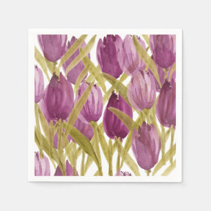 Paarse tulpen Elegante aquarel Servet