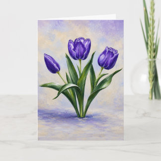 Paarse Tulpen Gevouwen Wenskaart Kaart