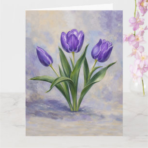 Paarse Tulpen Gevouwen Wenskaart Kaart