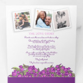 Paarse tulpen hartartikel toewijding bruiloft T Drieluik Programma (Binnenzijde eerst)