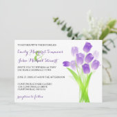 Paarse Tulpen - Huwelijksuitnodiging Kaart (Staand voorkant)