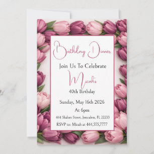 Paarse Tulpen Modern Meisjesachtig Trendy Elegante Kaart