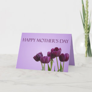 Paarse tulpen Moederdag Kaart
