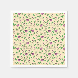 Paarse tulpen op gele achtergrond servet