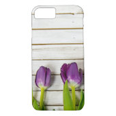 paarse tulpen op hout Case-Mate iPhone case (Achterkant)