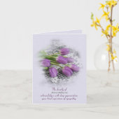 Paarse Tulpen op Lace Sympathie Hartelijk dank Kaart (Gele Bloem)
