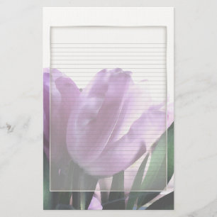 Paarse tulpen optioneel gevoerd notitiepapier briefpapier
