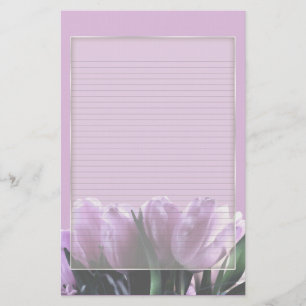 Paarse tulpen optioneel gevoerd notitiepapier briefpapier